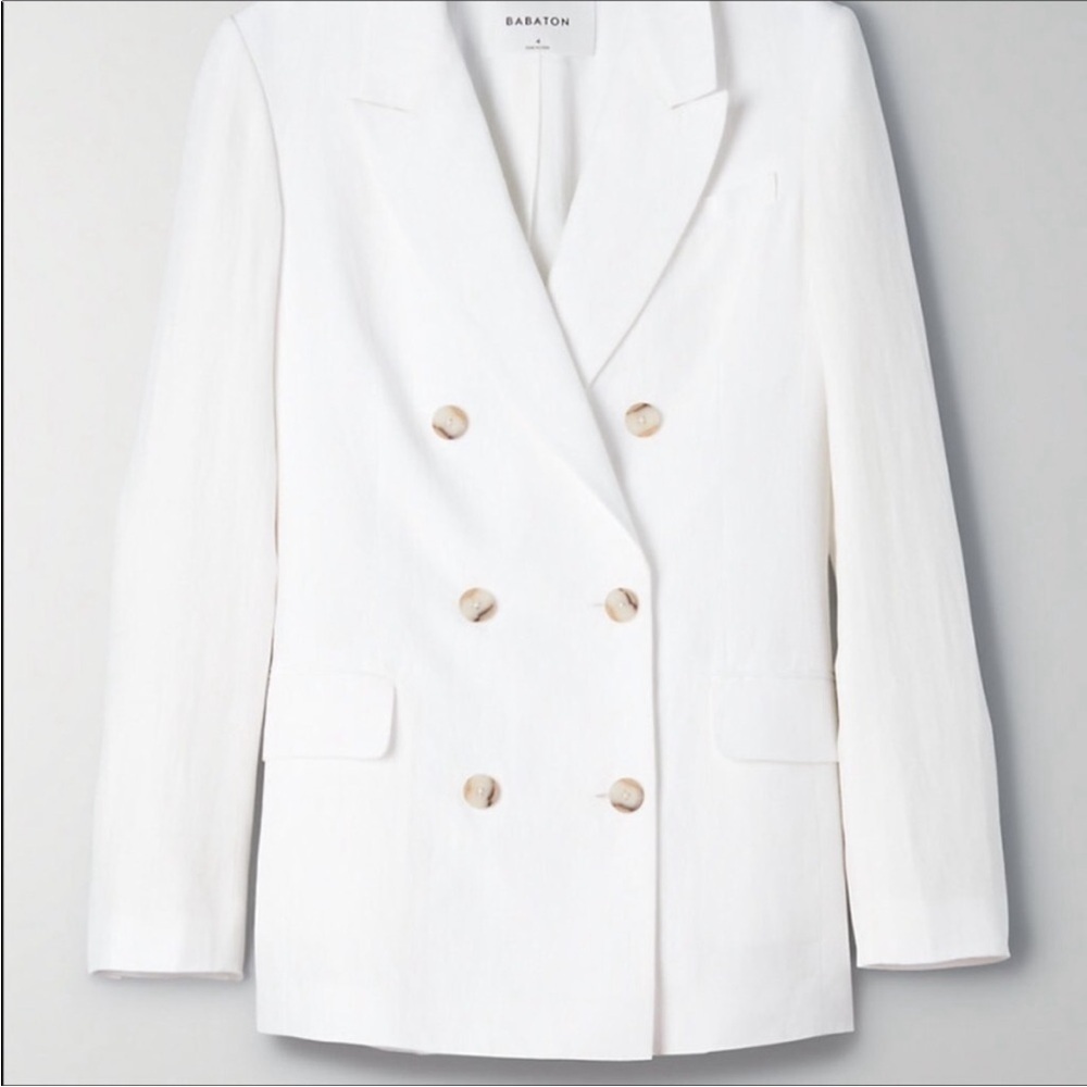 Aritzia Babaton Samuel Oversized Linen Blazer Lilac Fog Size 00 - Picture 9 of 10